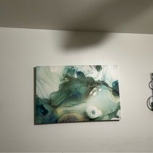 Abstract Canvas Art in Green and Blue